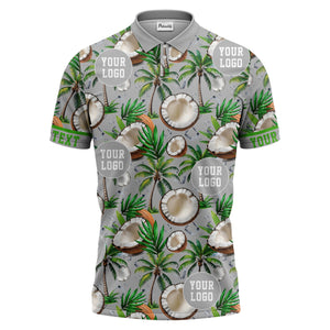 coconut palm trees ice cubes tropical black polo shirt for men