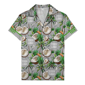 coconut palms & ice cubes on black beach photo hawaiian shirt for men