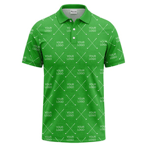 crossed golf clubs & logo repeat graphic polo shirt for men