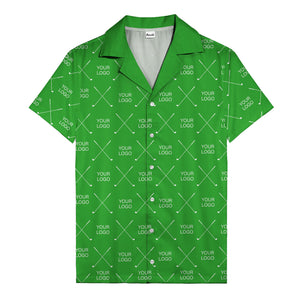 crossed golf clubs logo repeat pattern hawaiian shirt for men