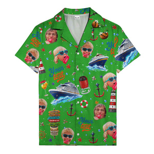 cruise ship faces & cocktail signs cartoon hawaiian shirt