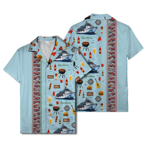 cruise ship grill & refreshments fun cartoon hawaiian shirt for men