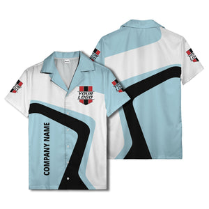 custom logo geometric stripe corporate hawaiian shirt for men