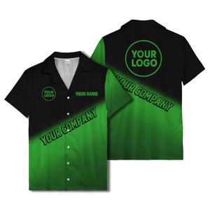 custom logo gradient black white corporate hawaiian shirt