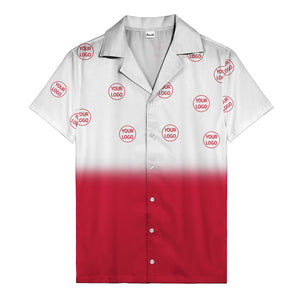 custom logo ombre gradient black white hawaiian shirt