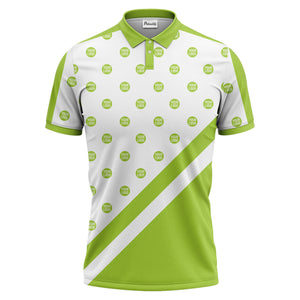 custom logo repeat diagonal stripe black & white polo shirt