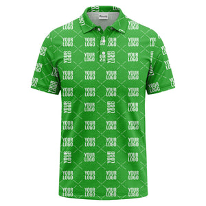 custom logo repeat diamond grid black white polo shirt