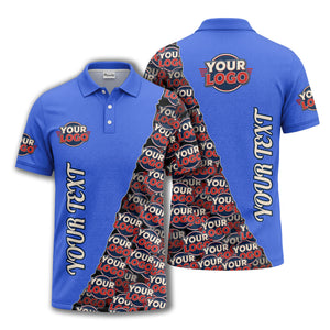 custom logo repeat vertical text pattern personalized polo shirt