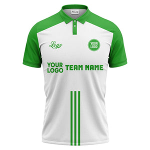 custom logo & team text white black sports jersey polo shirt for men