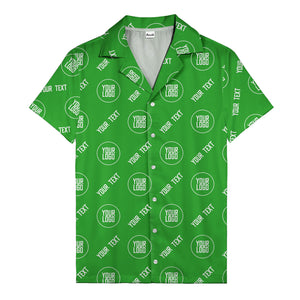 custom logo & text circle repeat black white hawaiian shirt for men
