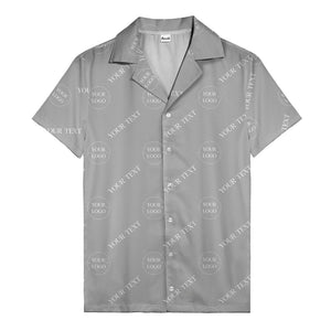 custom logo & text repeat black hawaiian shirt for personalized branding