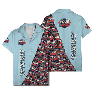 custom logo & vertical text repeat pattern hawaiian shirt