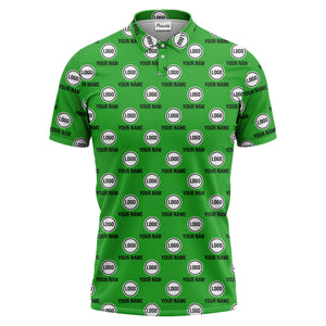 custom name & logo repeat circle pattern black polo shirt