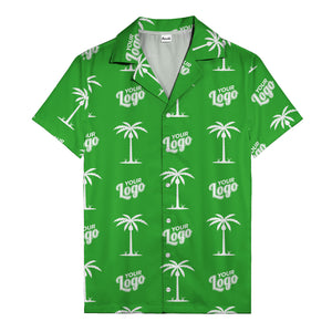 custom palm trees & your logo repeat black gold hawaiian shirt