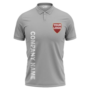 custom shield logo vertical text corporate branded polo shirt