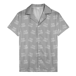 customizable repeat logo monochrome black hawaiian shirt for men