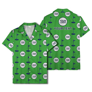 golf flag & custom logo repeat hawaiian shirt for men