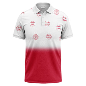 gradient black white custom logo repeat polo shirt