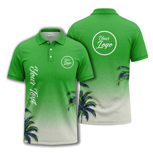 gradient fade palm trees silhouette polo shirt with custom text