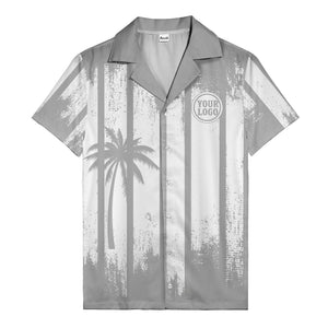grunge monochrome palm tree silhouettes & stripe hawaiian shirt for men