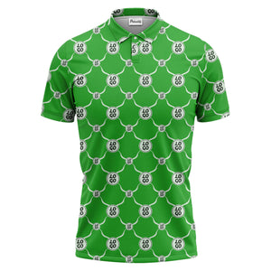 interlocking chain link logo repeat monochrome graphic polo shirt for men