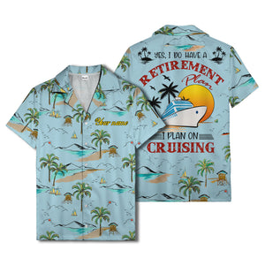 island paradise palm trees & sailboats sunset hawaiian shirt