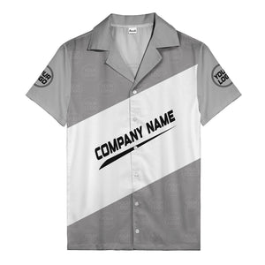 monochrome diagonal stripes & custom logo company name hawaiian shirt