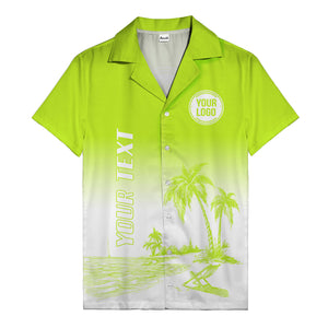 monochrome island scene palm trees & beach chair hawaiian shirt