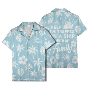 monochrome palm trees and hibiscus hawaiian shirt for men