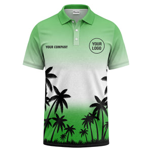 monochrome palm trees ombre gradient sky polo shirt for men
