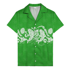 monochrome tribal turtle & sun motifs heritage hawaiian shirt