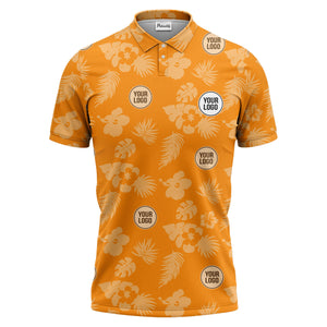 illustrated monochrome tropical flowers and leaves polo shirt for men