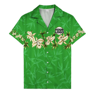 orchid & bamboo photoreal black hawaiian shirt