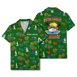 palm trees sailboats hibiscus island paradise hawaiian shirt