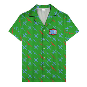 vintage airplane repeat pattern hawaiian shirt for aviation fans