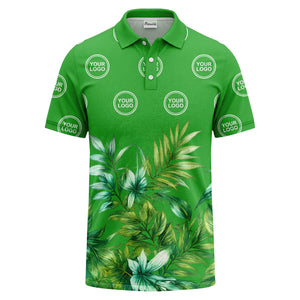 watercolor exotic ferns & logo circle polo shirt