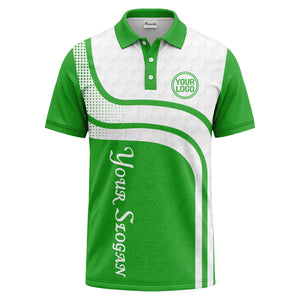 wave hexagon graphic golf polo shirt with custom logo