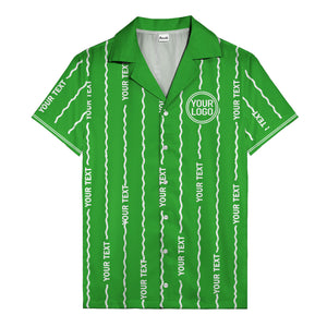 wavy line personalized hawaiian shirt with custom text & logo