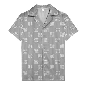 your logo repeat white on black modern graphic hawaiian shirt