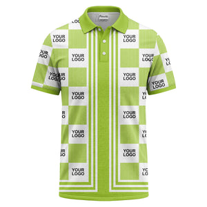 barcode graphic custom logo black white polo shirt for men