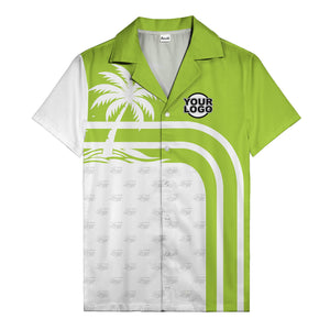 black and white palm trees curved stripes hawaiian shirt