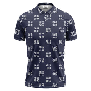 black repeat custom logo text pattern polo shirt for men