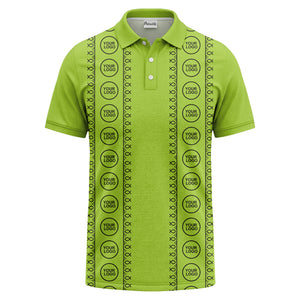 black white fish symbol repeat pattern golf polo shirt