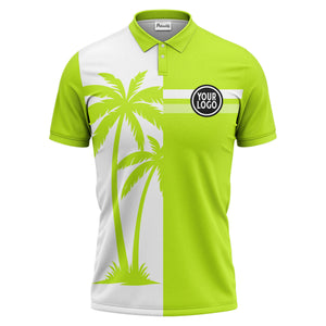 black white palm trees & stripes modern hawaiian polo shirt