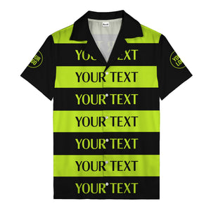 bold horizontal stripes customizable text hawaiian shirt for men