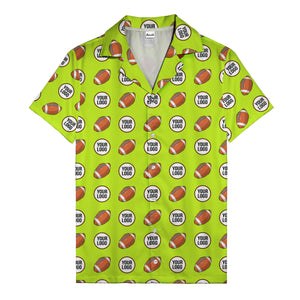 cartoon football field custom logo pattern black hawaiian shirt for men