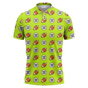 cartoon football logo circle repeat black sports polo shirt for men