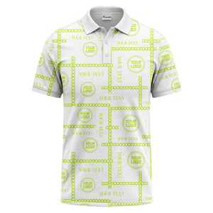 chain link grid custom logo monochrome polo shirt for men
