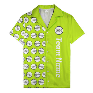 circle logo columns & team name text graphic black white hawaiian shirt