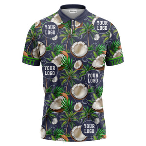 coconut palm trees ice cubes tropical black polo shirt for men